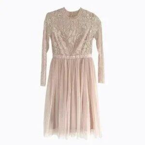 Needle&Thread Sequin Embellished Tulle Ethereal Midi Dress Rose Quartz Pink Sz 4